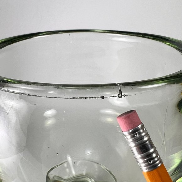 Hand Blown Footed Stemmed Glass Goblet Vase Green Hue Tint Heavy Unbranded 8" - Picture 12 of 16